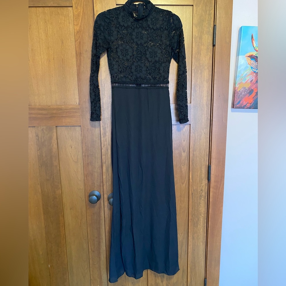 Sheer Lace Black Maxi Dress